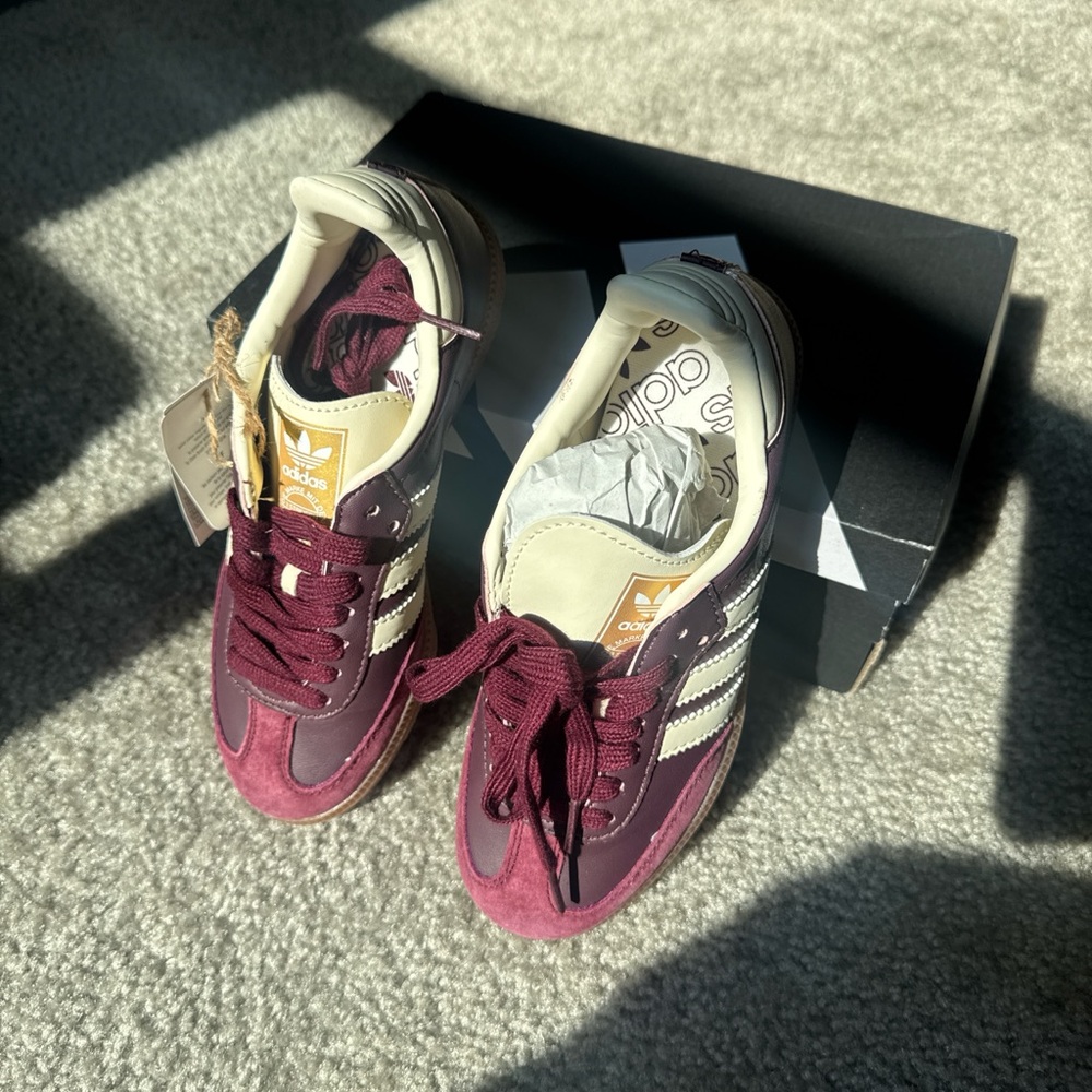 Adidas Cream and Burgundy Sneakers